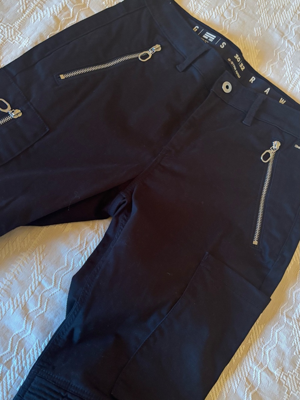 G-STAR “BIKER SKINNY CARGO PANTS” DARK BLACK MOTO JEANS sz 30/32 or  SZ 6/8 NEW! - Picture 9 of 17